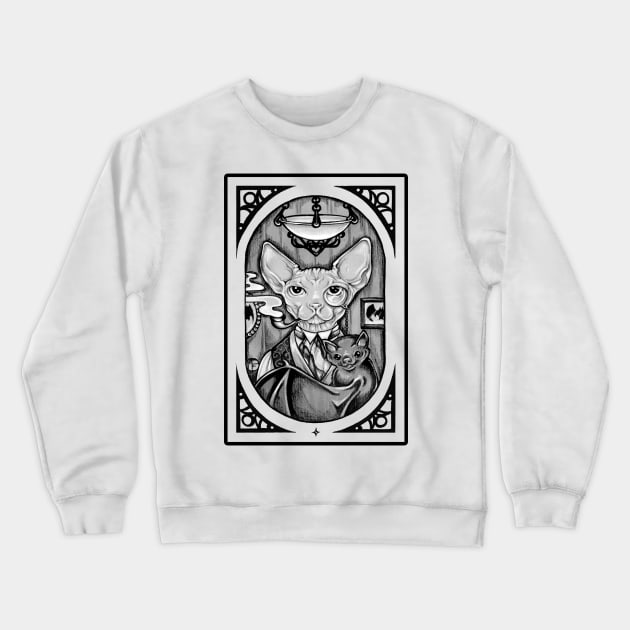 Hairless Cat and Bat Friend Crewneck Sweatshirt by Nat Ewert Art